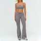 Square neckline backless sports bra+High-waisted flared pants 2-piece set