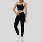 Two-piece contrasting sports tank top+sports leggings 2-piece set