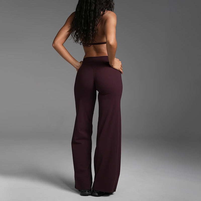 Halter-neck backless bra + loose wide-leg pants 2-piece set