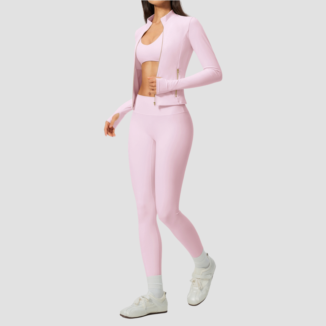 Wholesale Women's Three-Piece Activewear Set – Bra, Jogger Pants & Jacket