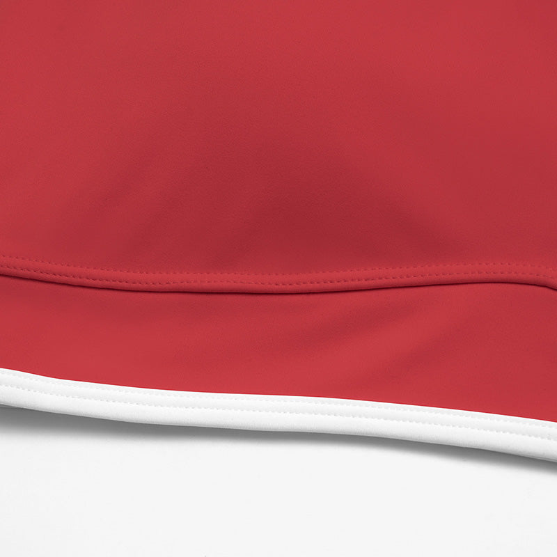 Women's contrasting color sports bra with removable chest pads