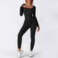 Women's Strapped Ribbed Jumpsuit Sports Yoga Bodysuit