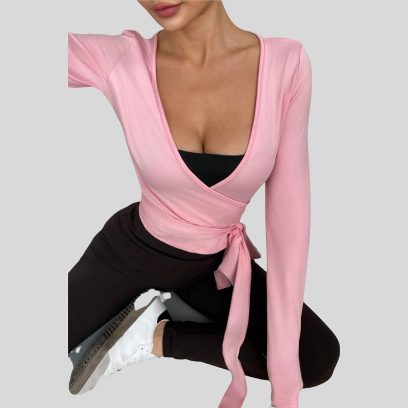 Women's slim fit top with long sleeves and straps