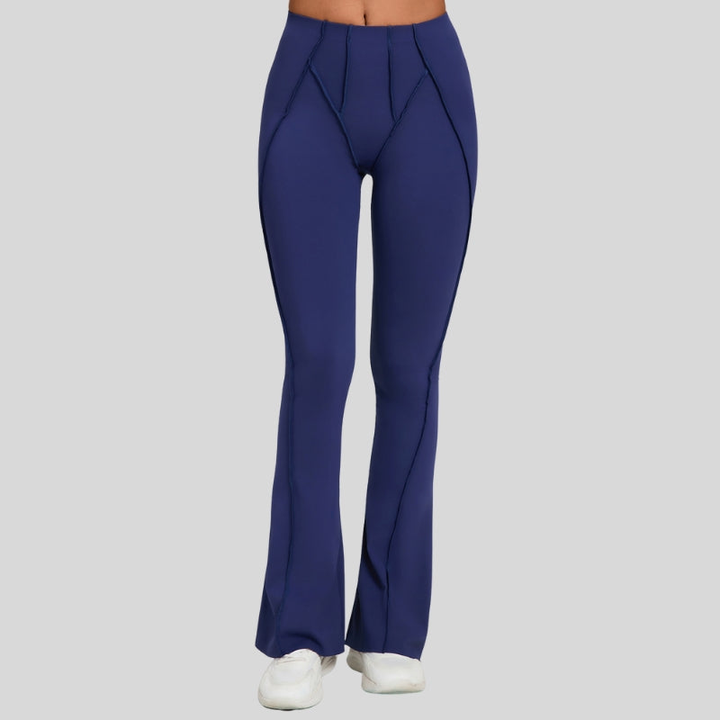 High-waisted and slightly flared casual athletic pants
