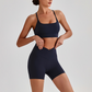 Wholesale Brushed Naked-Feel Open-Back Sports Bra & High-Waist Shorts Set – Sculpting Yoga 2-Piece