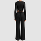 Wholesale Women’s Tie-Front Zip Yoga Cover-Up & Straight-Leg Pants Set