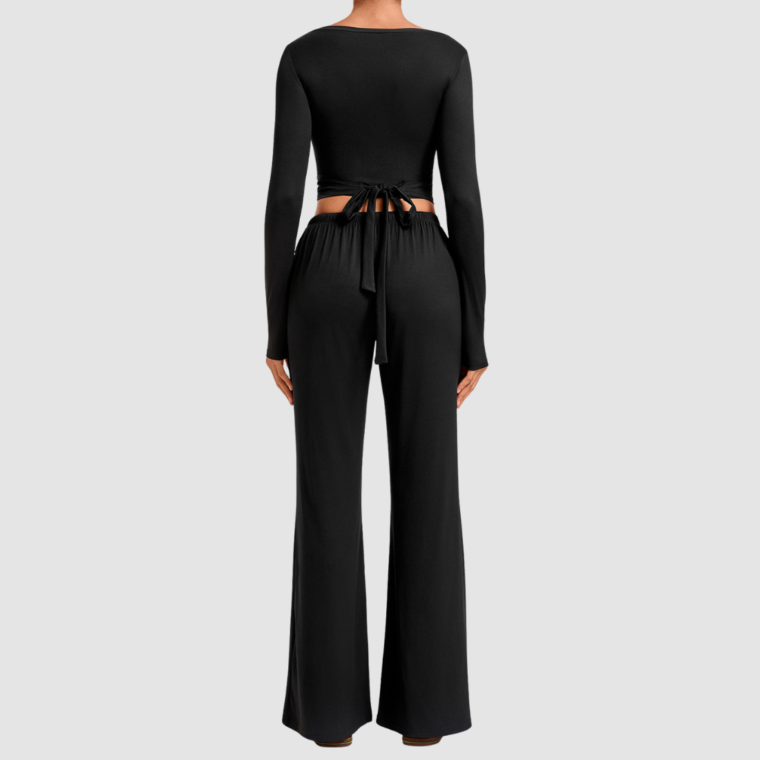 Wholesale Women’s Tie-Front Zip Yoga Cover-Up & Straight-Leg Pants Set