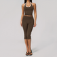 Wholesale Women's Cream-Feel Fleece Sleeveless Vest & High waisted cropped pants Set
