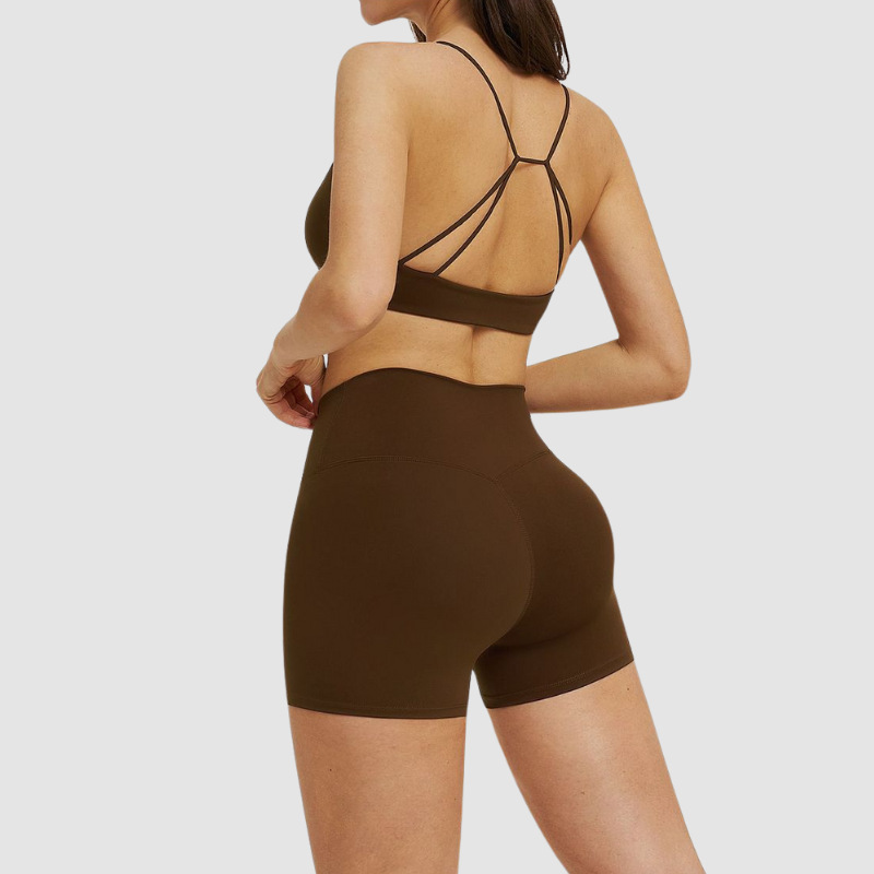 Wholesale thin-strap sports bra + shorts 2-piece set