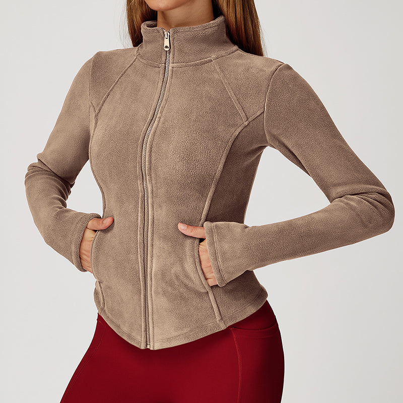 Shearling outdoor high-neck slim-fit warm jacket