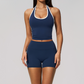 Wholesale Women's Bare-Feel Color-Block Tank Top & Shorts Set