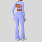 Naked Feel Sports Bra+Long sleeve jacket+High-waisted flared pants 3-Piece Set