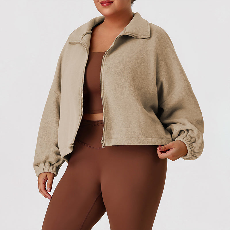 Wholesale plus-size loose-fitting fleece jacket