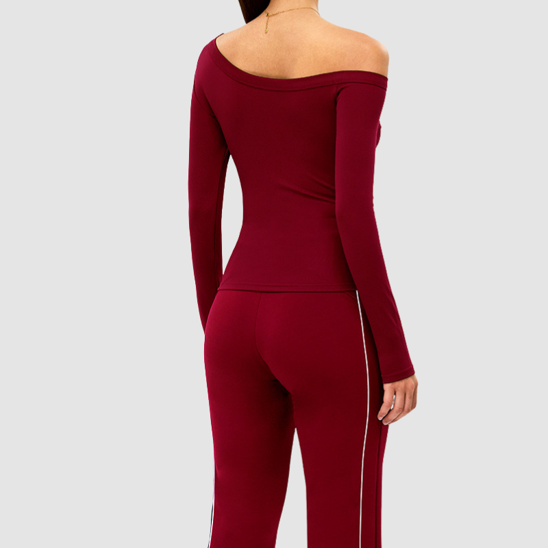 Wholesale Off-Shoulder Long-Sleeve Yoga Top