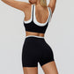 Contrast color sports bra + sports shorts 2-piece set