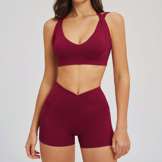 Wholesale halter-neck sports bra + shorts