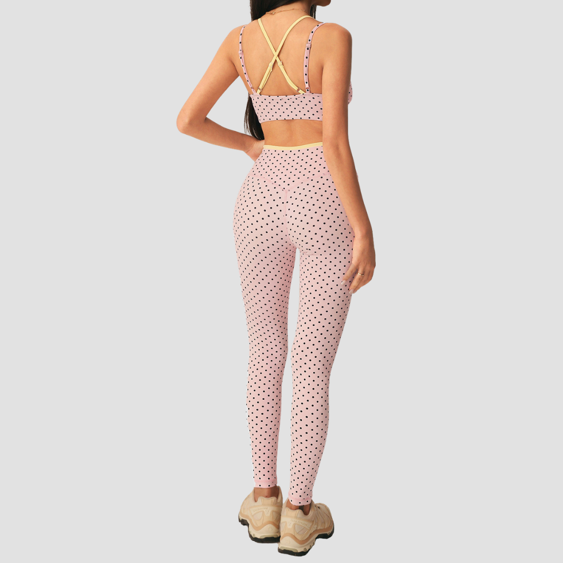 Wholesale Women's Polka Dot Yoga Set – Bra Top & Capri Leggings