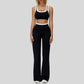 Contrast color sports bra + sport slightly flared pants 2-piece set