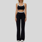 Contrast color sports bra + sport slightly flared pants 2-piece set