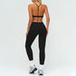 Removable bra pads + high-waisted pleated leggings 2-piece set