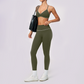 Wholesale Women's Brushed Yoga Set: V-Neck Bra & Leggings – Colorblock Tummy Control