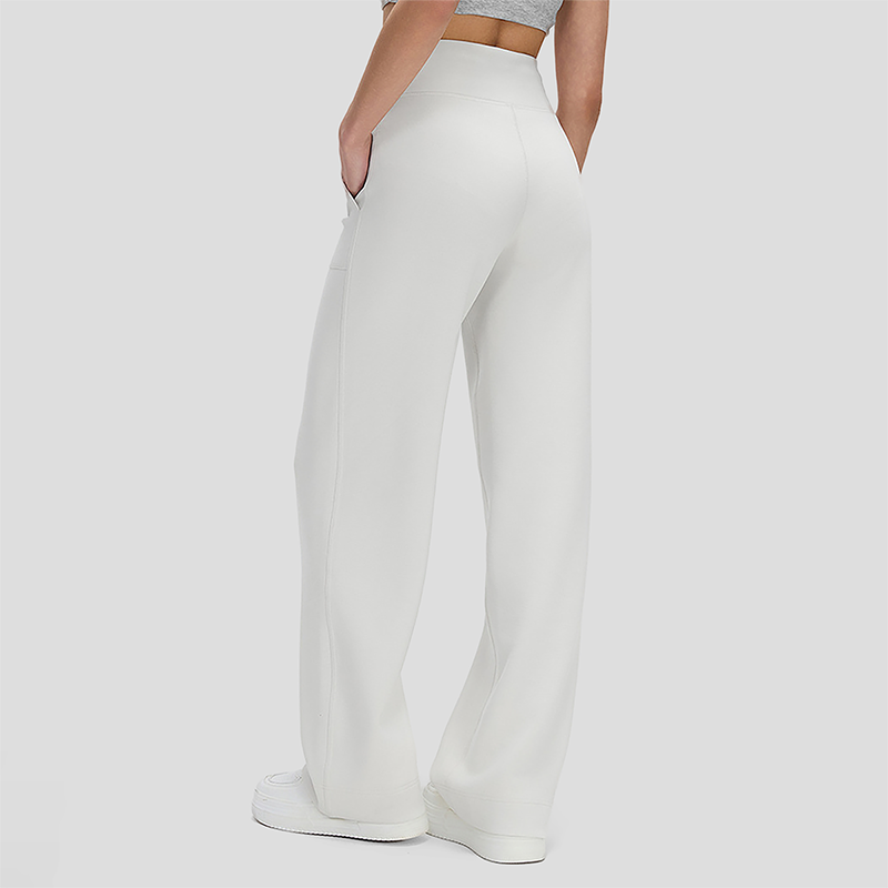 Wholesale Women's High-Waist Flowy Wide-Leg Pants – Drawstring Waist Relaxed Pilates Yoga Trousers