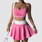 Wholesale contrasting color sports bra + patchwork skirt