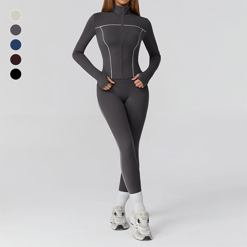 Veste à glissière complète à manches longues + legging à taille haute