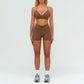Removable bra pads + high-waisted pleated shorts 2-piece set