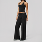 Wholesale Women's Polka Dot & Stripe Yoga Set Tank Top & Wide-Leg Pants w/ Chest Pad