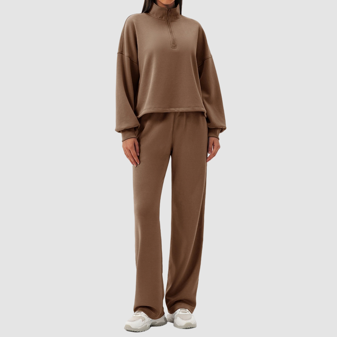 Wholesale Women's Modal Sports Set – Stand-Collar Sweatshirt & Straight-Leg Pants