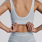 Wholesale contrast color sports bra + elastic leggings