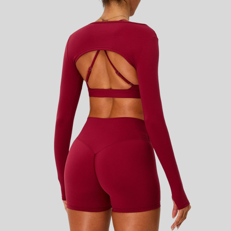 Naked Feel Sport Bra with Cover and Shorts 3-Piece Set