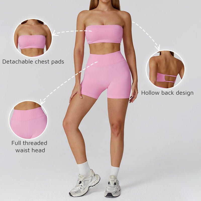 Tubo sem costura Sport Bra + Shorts de cintura alta