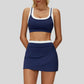 Contrast color sports bra + Anti-exposure short skirt