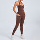 Halter hollow out tight fitting sports jumpsuit