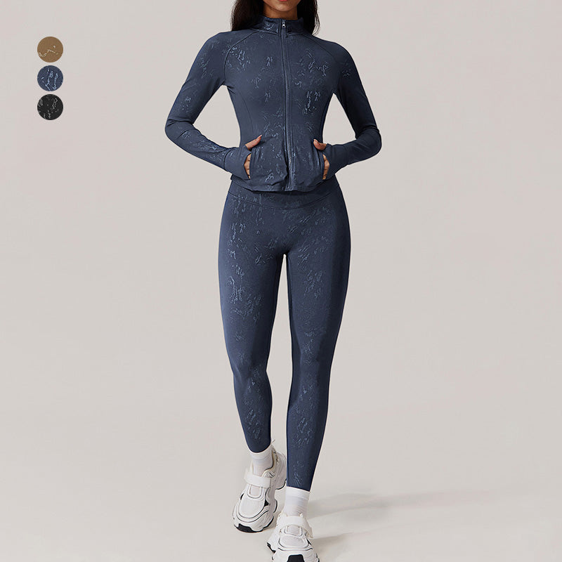 Wholesale women's slim-fit jacket + athletic leggings