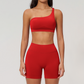 Wholesale Seamless One-Shoulder Sports Bra & High-Waist Biker Shorts Set – Quick-Dry Yoga 2-Piece