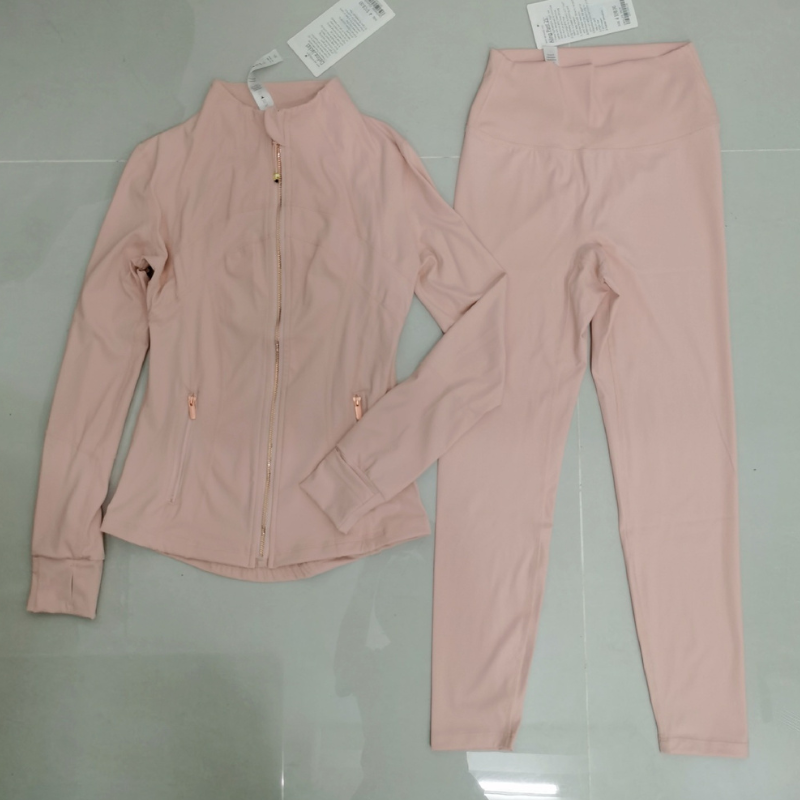 Gold Reißverschluss schlampig nackt laufende Fitnessständer Kragen Sportjacke Set