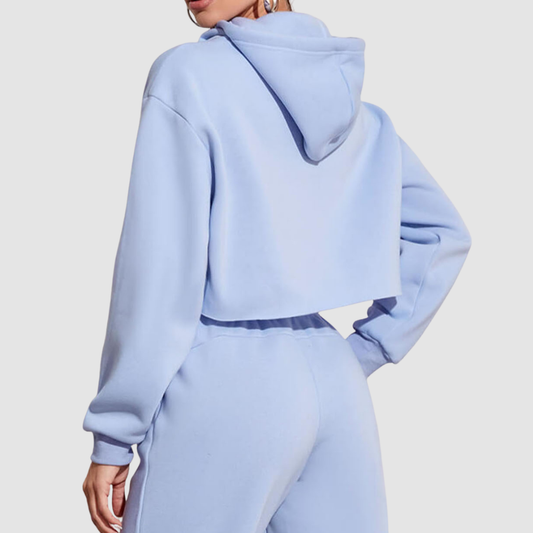 Wholesale Women's Cropped Pullover Hoodie – Loose Distressed Streetwear
