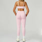 Seamless Contrasting Color Sports Bra + High-waisted leggings 2-Piece Set