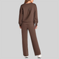 Wholesale Women's Long Sleeve Knit Sweatshirt & Wide-Leg Pants Set