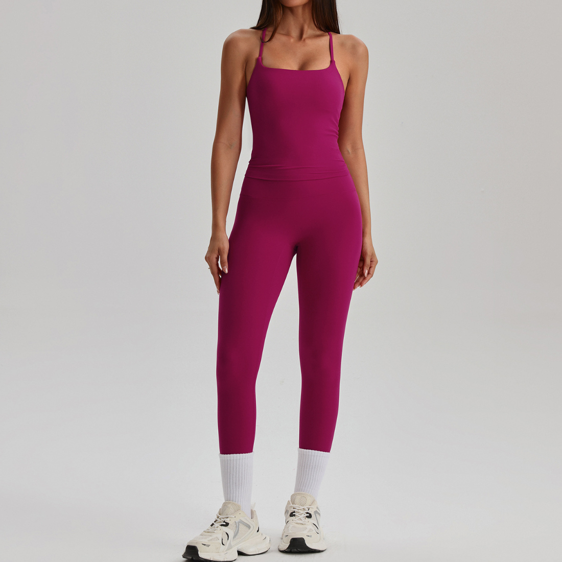 Women's Activewear Padded Sleeveless Top & Straight-Leg Pants Yoga Set