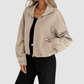 Wholesale Women's Stand-Collar Zip Jacket – Loose Drawstring Pocket Outerwear