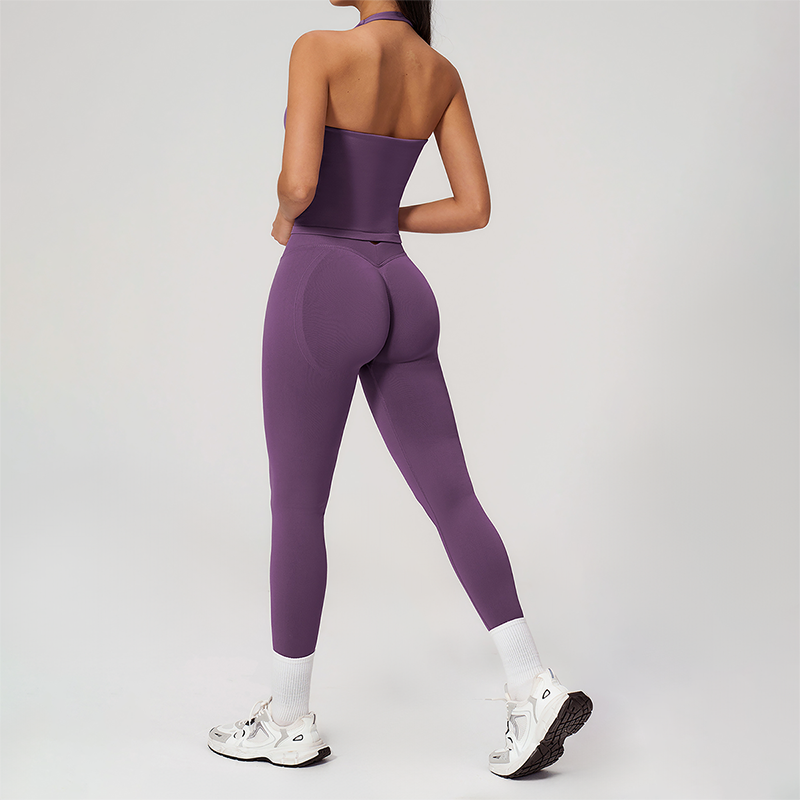 Wholesale Seamless Racerback Tank Top & High-Waist Leggings Set – Quick-Dry Yoga 2-Piece