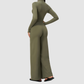 Wholesale Women's Zip-UP Long-Sleeve Wide-leg Yoga Overalls Bodysuit