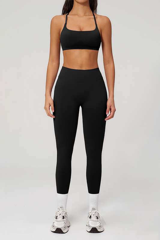 Wholesale Seamless Cross-Back Sports Bra & High-Waist Leggings Set – Naked-Feel Yoga 2-Piece