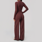 Wholesale Women's Zip-Up Yoga Jacket Set – Relaxed Wide-Leg Pants Activewear Set