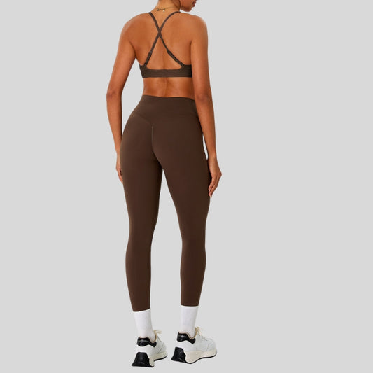 Wholesale Strap sports bra+high-waisted leggings 2-piece | Wonderxfans bulk activewear