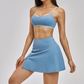 Naked and beautiful back bra+anti glass two-piece tennis skirt 2-piece set